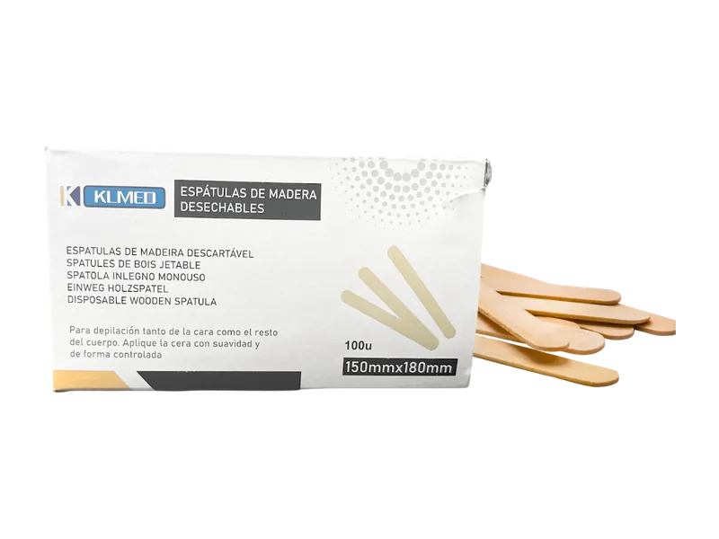 Espátulas de madeira (cx/100) — embalagem vendida pela 4Skin em Angola