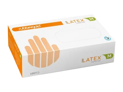 Luvas de látex descartáveis s/ pó (cx/100) — embalagem vendida pela 4Skin em Angola