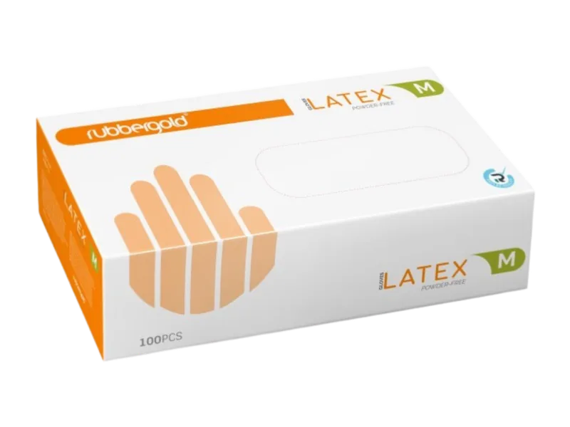 Luvas de látex descartáveis s/ pó (cx/100) — embalagem vendida pela 4Skin em Angola