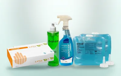 Pack Início Seguro Cavitação / RF: gel condutor (5 L), luvas látex (cx/100), spray desinfectante, gel aloé vera