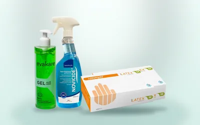 Pack Início Seguro Nd:YAG: luvas látex (cx/100), spray desinfectante, gel aloé vera